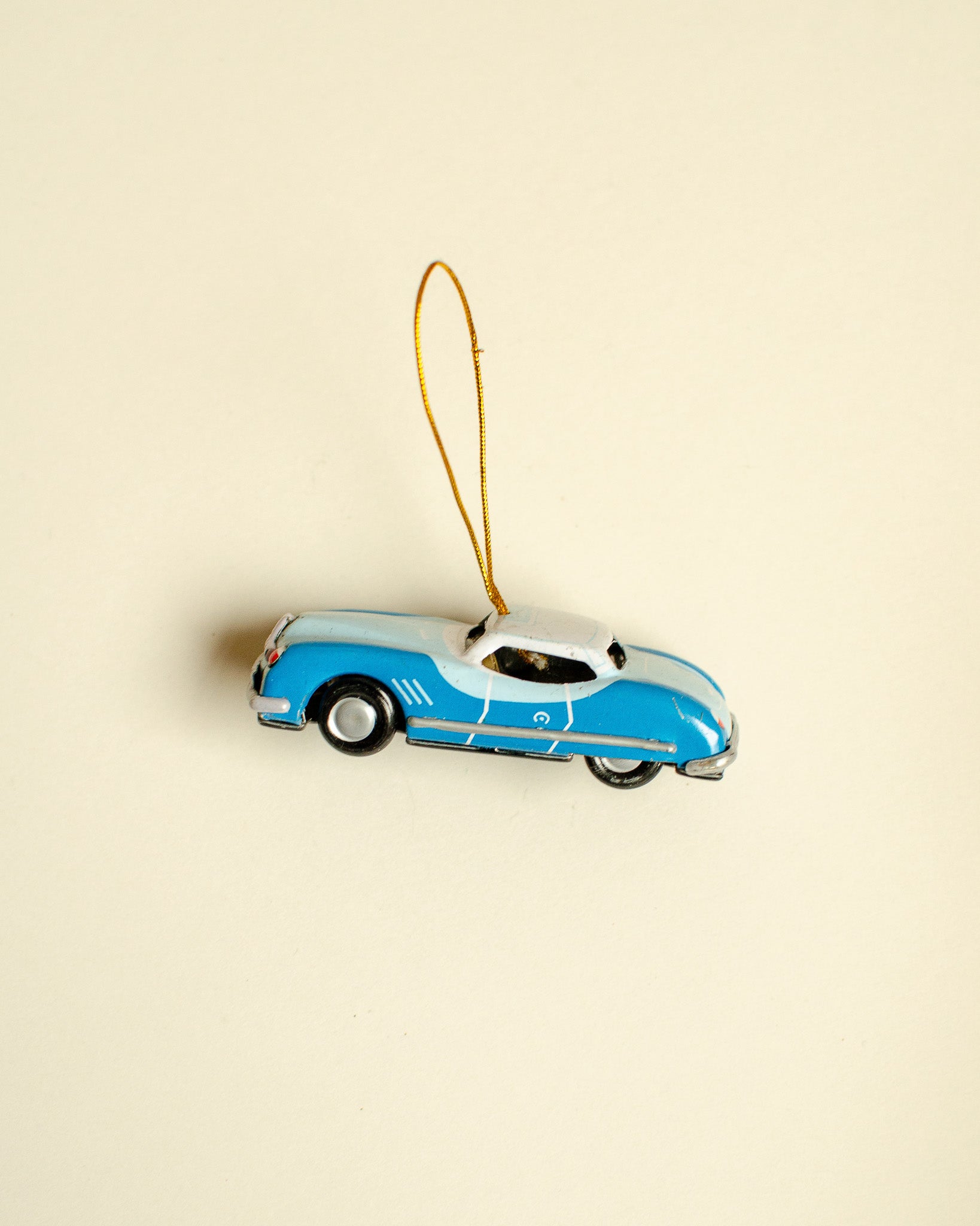 Blue Sportscar Tin Ornament