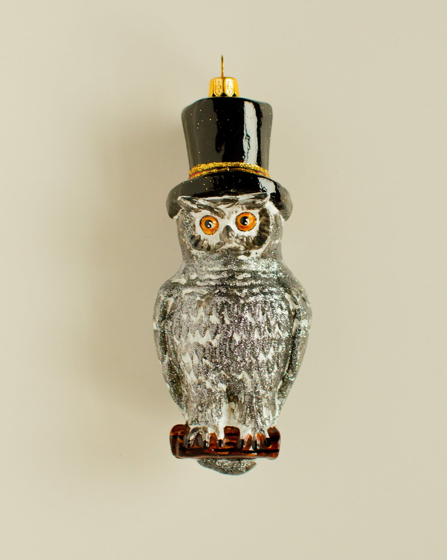 Grey Owl with Hat Ornament