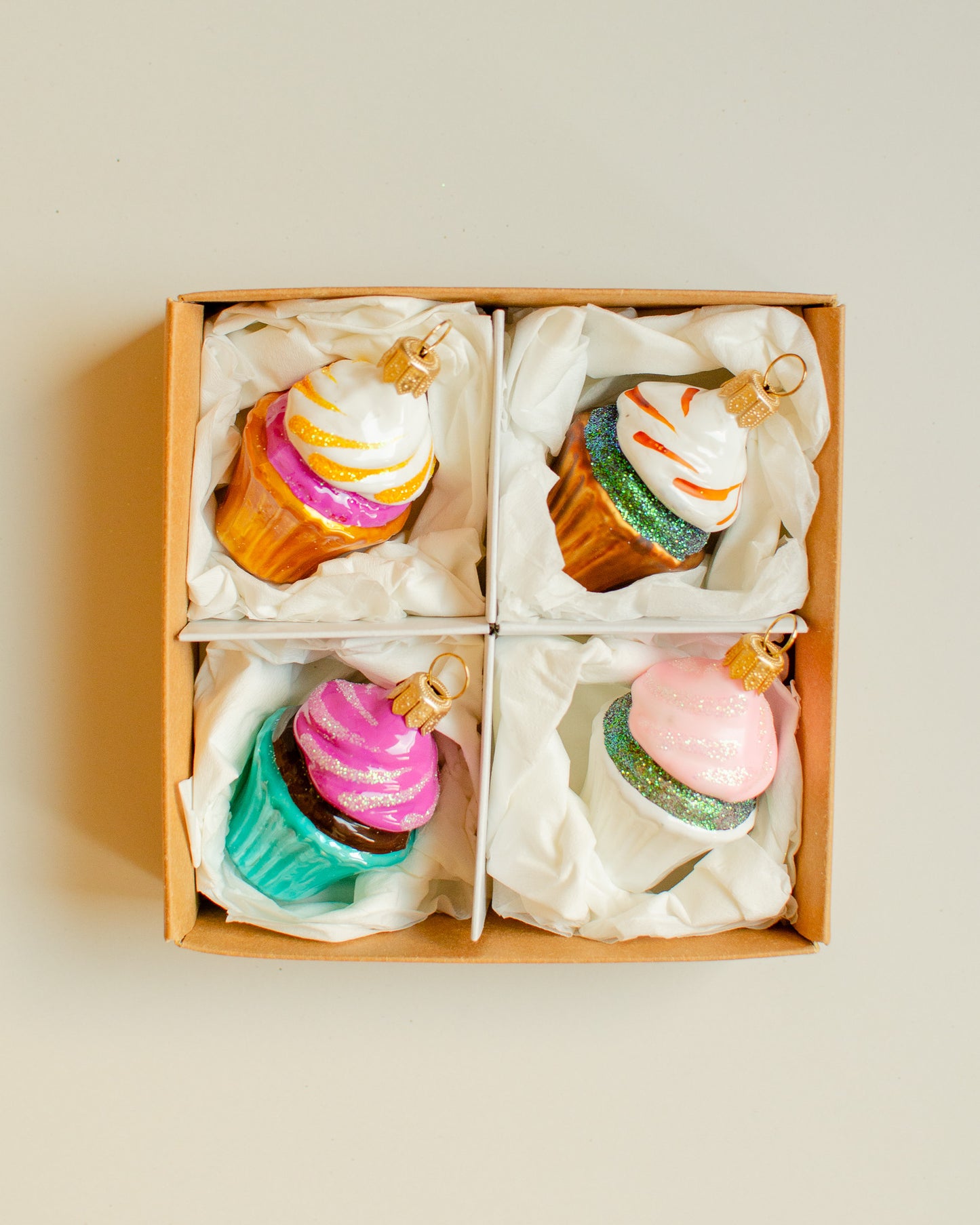 Cup Cake Ornaments set of 4