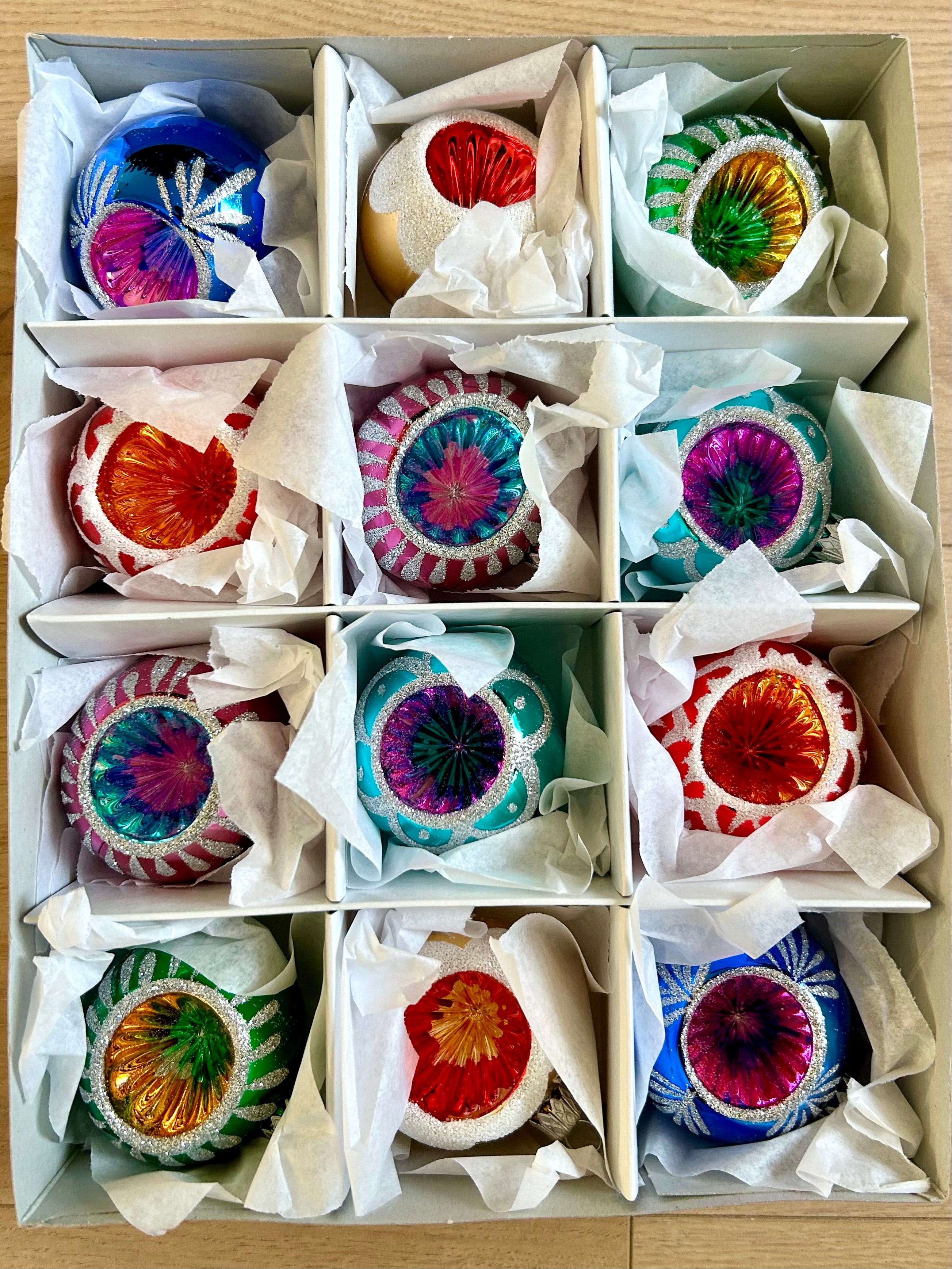Christmas Bauble Rosette Ornament Small Set of 12