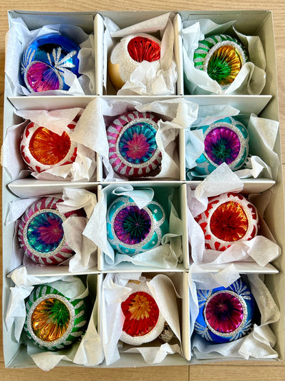 Christmas Bauble Rosette Ornament Small Set of 12