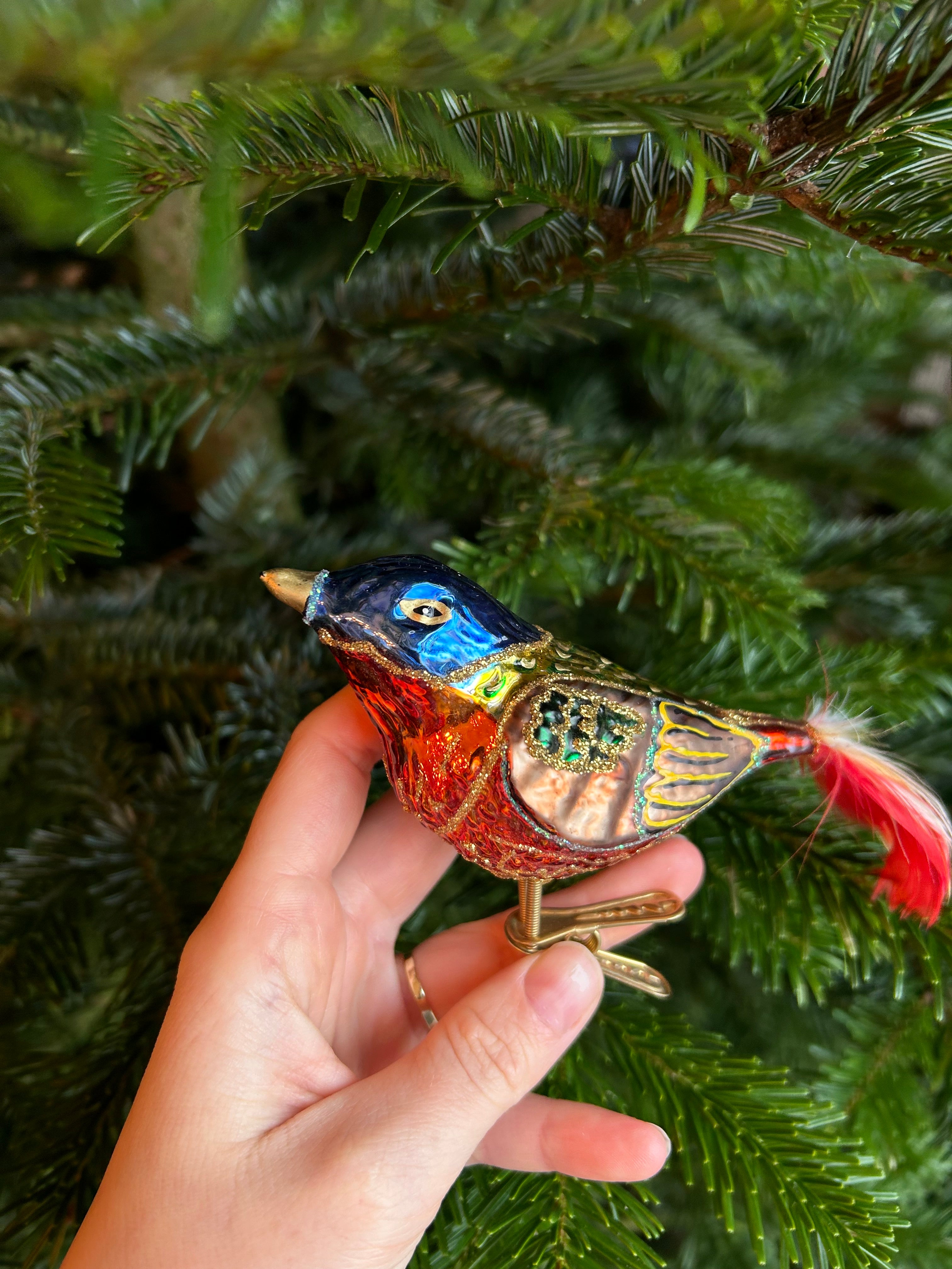 Glass Birds Ornament set of 3