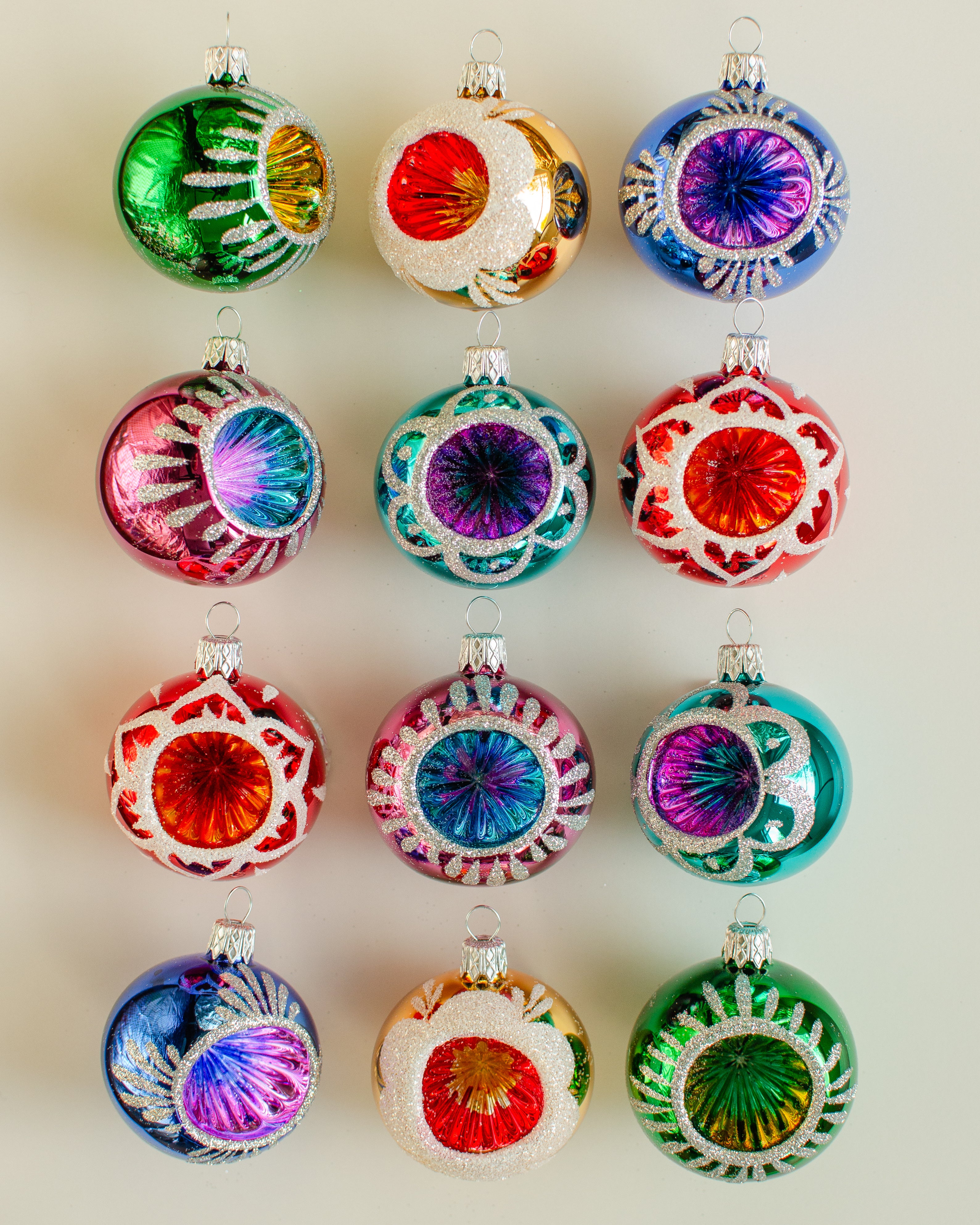 Christmas Bauble Rosette Ornament Small Set of 12