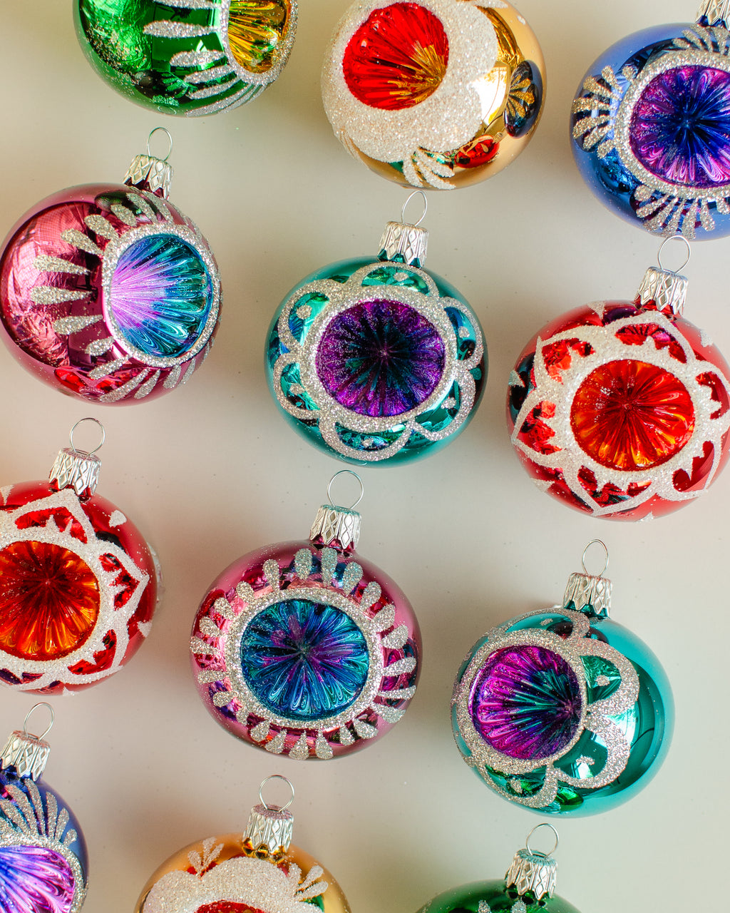 Christmas Bauble Rosette Ornament Small Set of 12