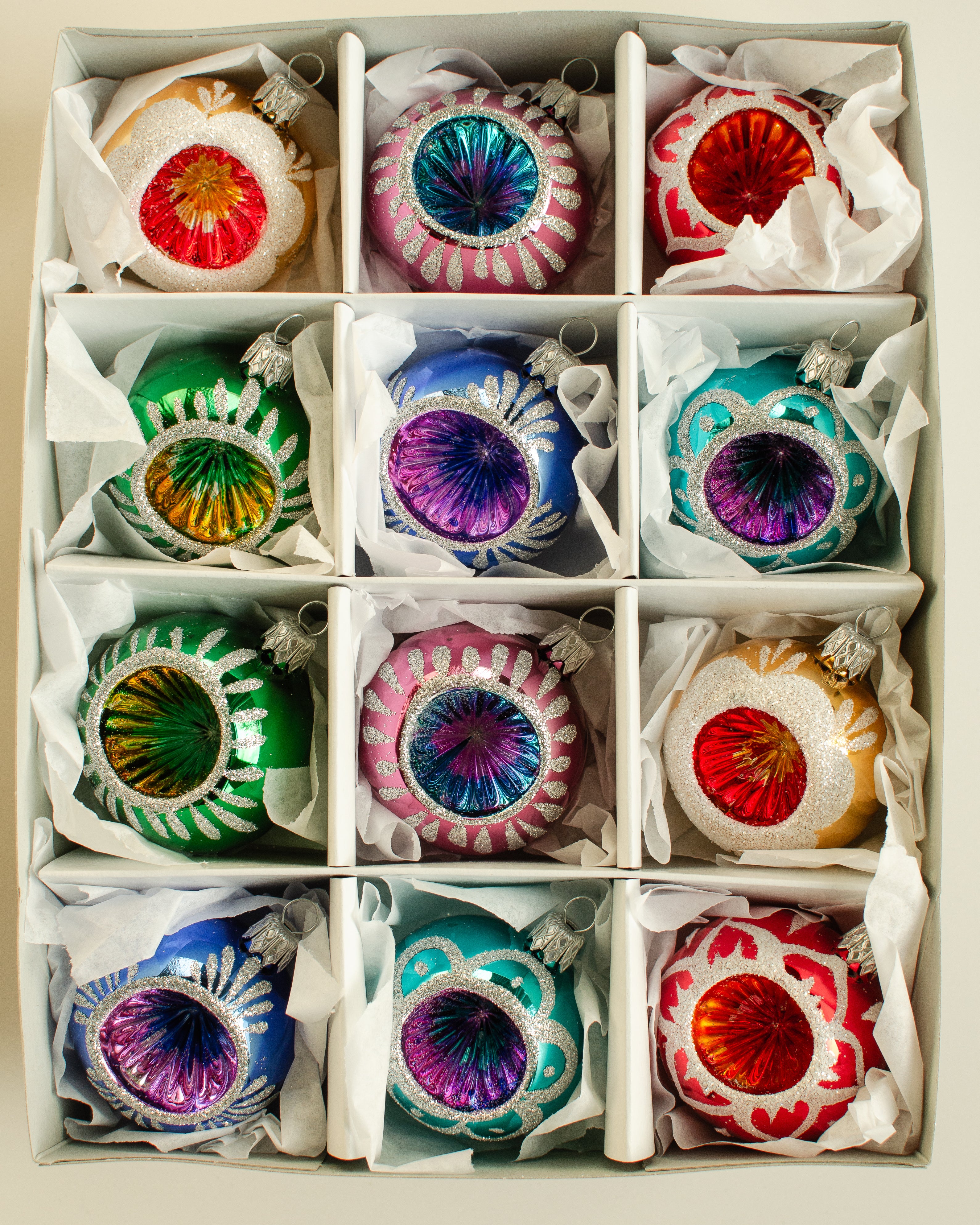 Christmas Bauble Rosette Ornament Small Set of 12