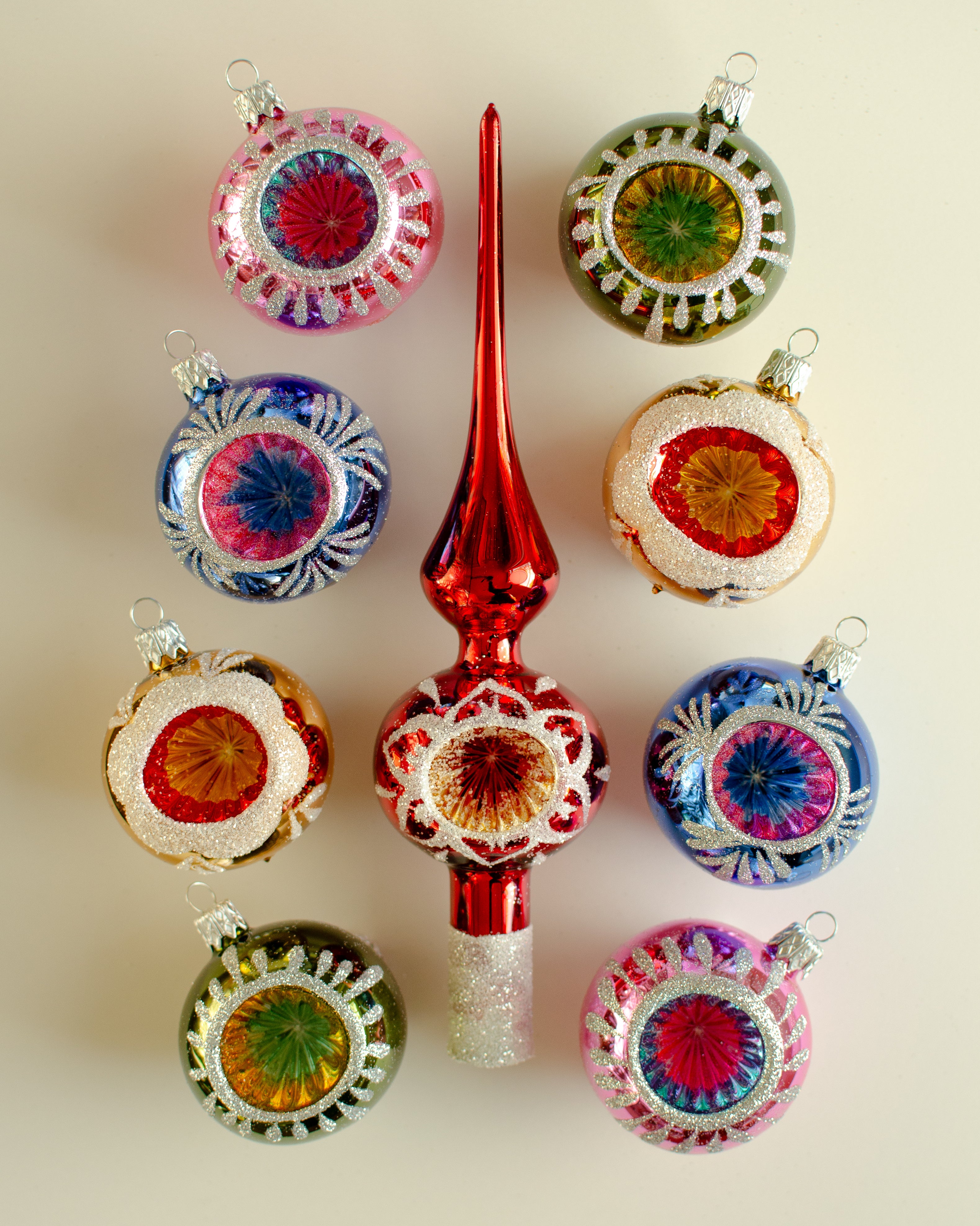 Rosette Baubles and Tree Topper set