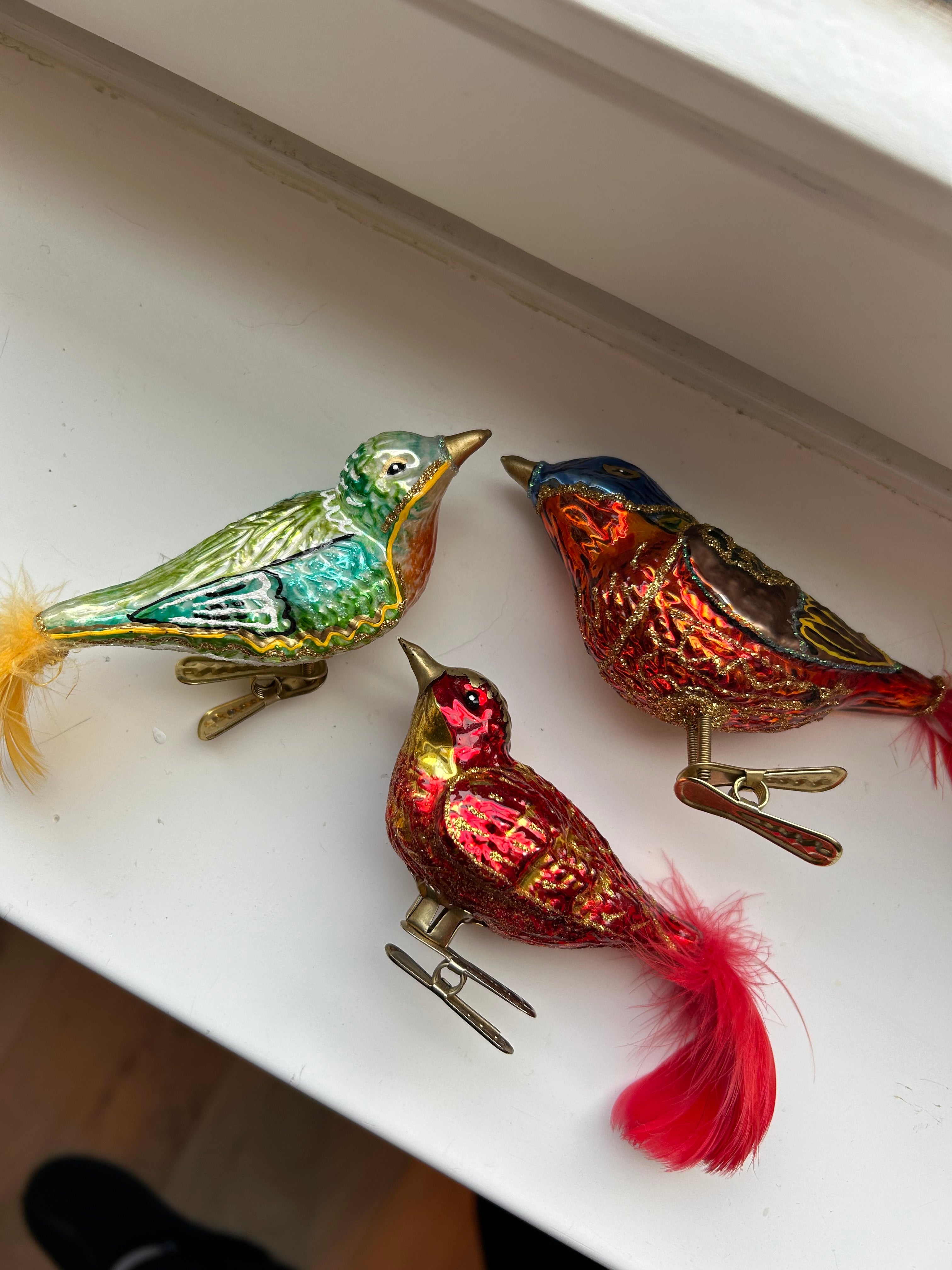 Glass Birds Ornament set of 3