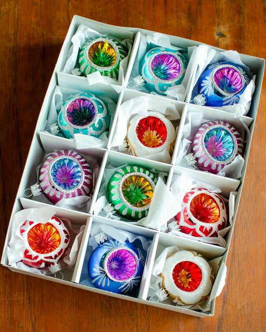 Christmas Bauble Rosette Ornament Small Set of 12