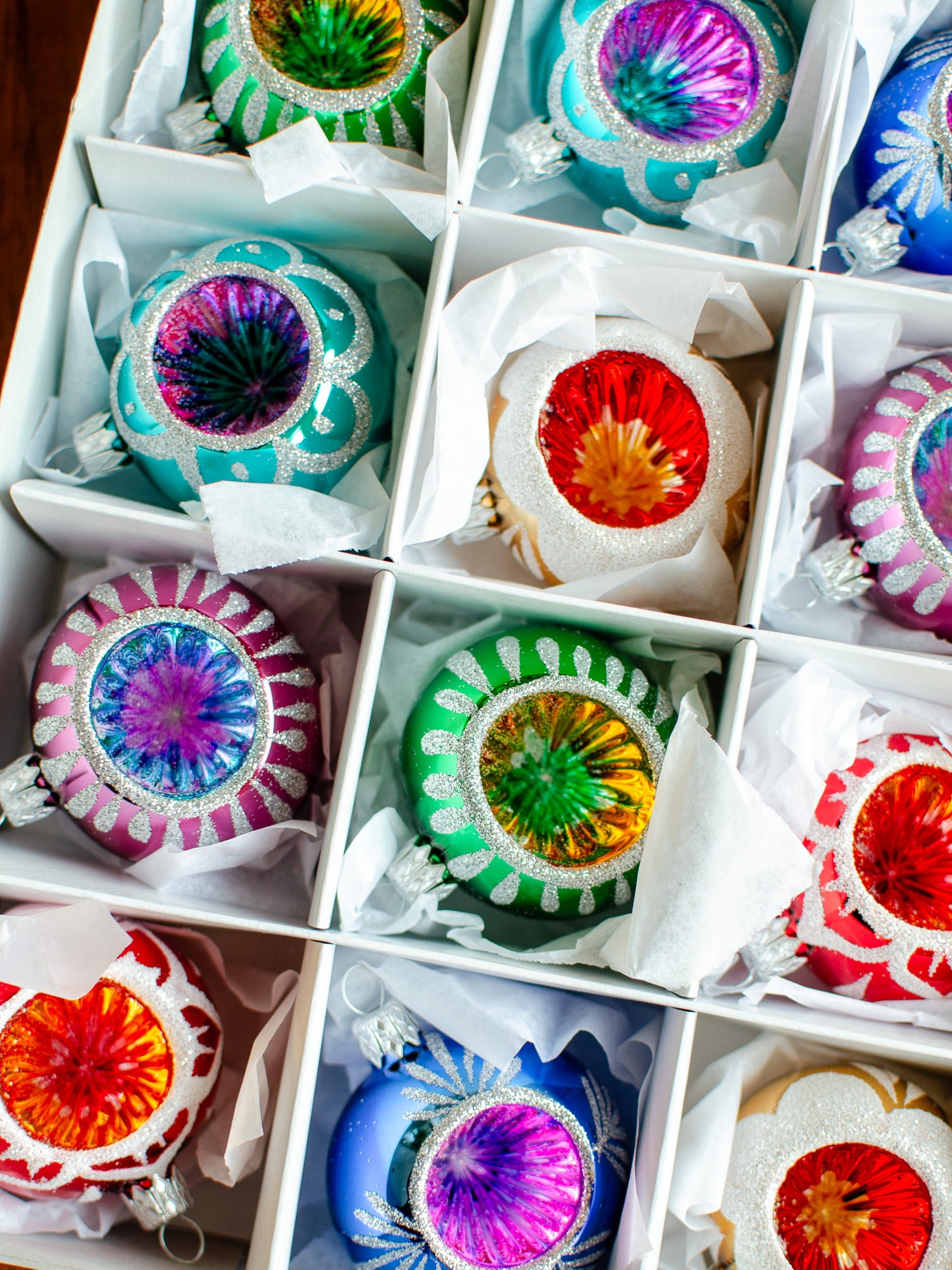 Christmas Bauble Rosette Ornament Small Set of 12