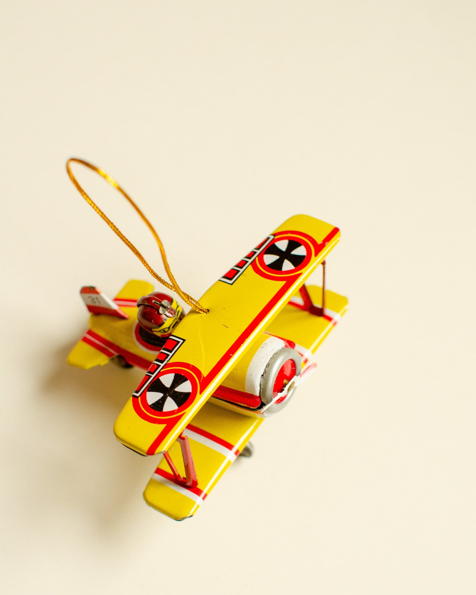 Double-decker Aircraft Tin Ornament