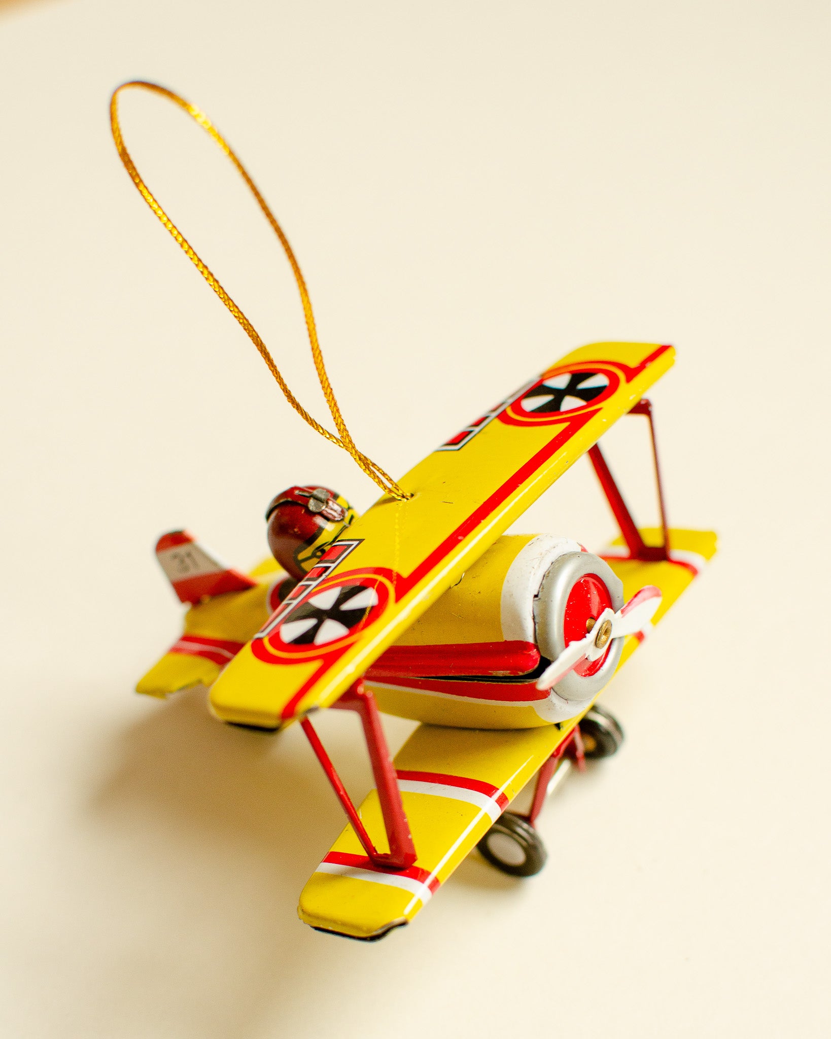 Double-decker Aircraft Tin Ornament