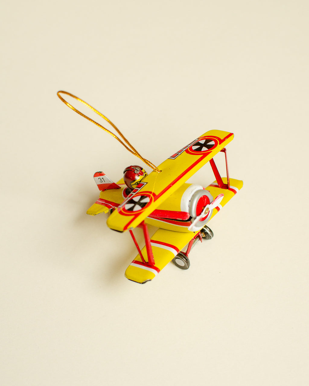 Double-decker Aircraft Tin Ornament