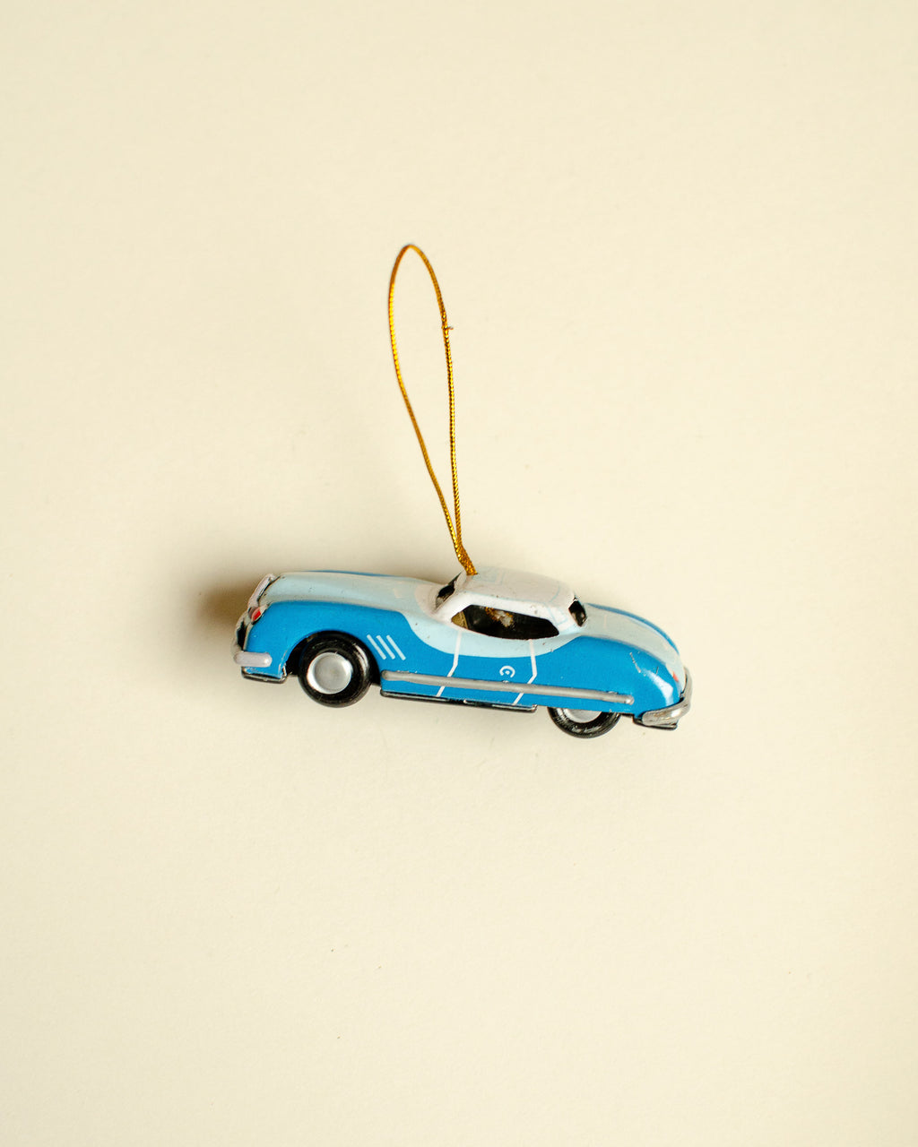 Blue Sportscar Tin Ornament
