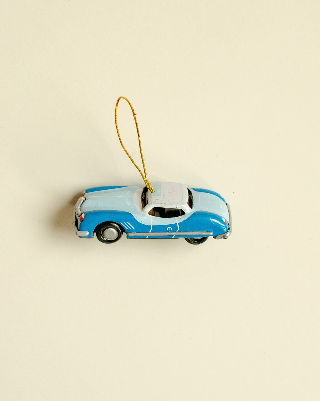 Blue Sportscar Tin Ornament
