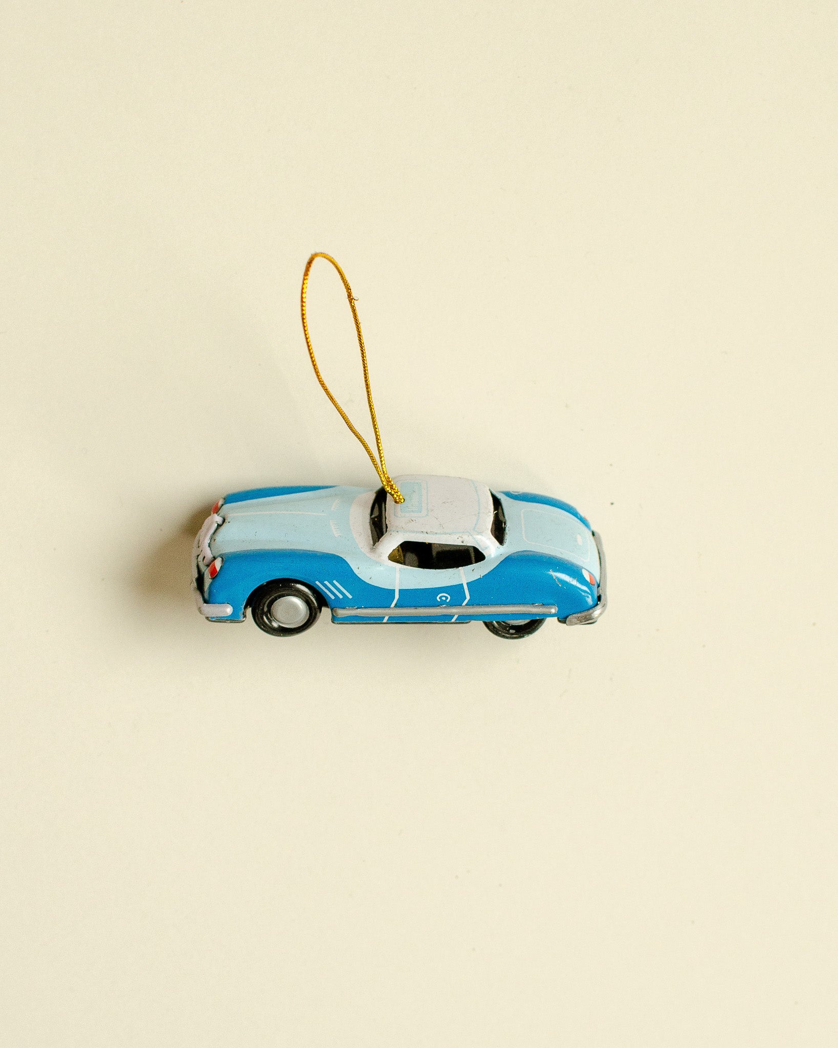 Blue Sportscar Tin Ornament