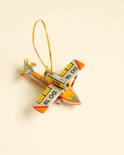 Aqua Plane Tin Ornament