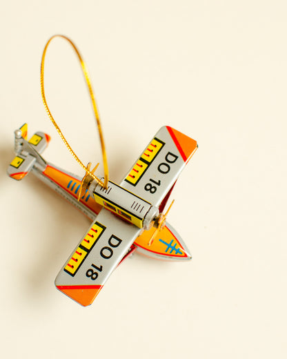 Aqua Plane Tin Ornament