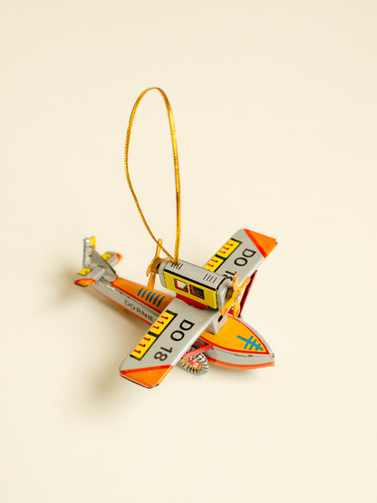 Aqua Plane Tin Ornament