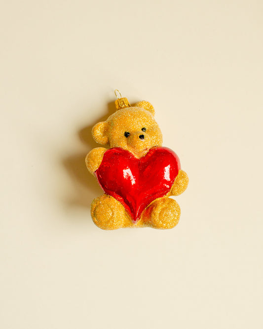 Teddy Bear With Heart Ornament