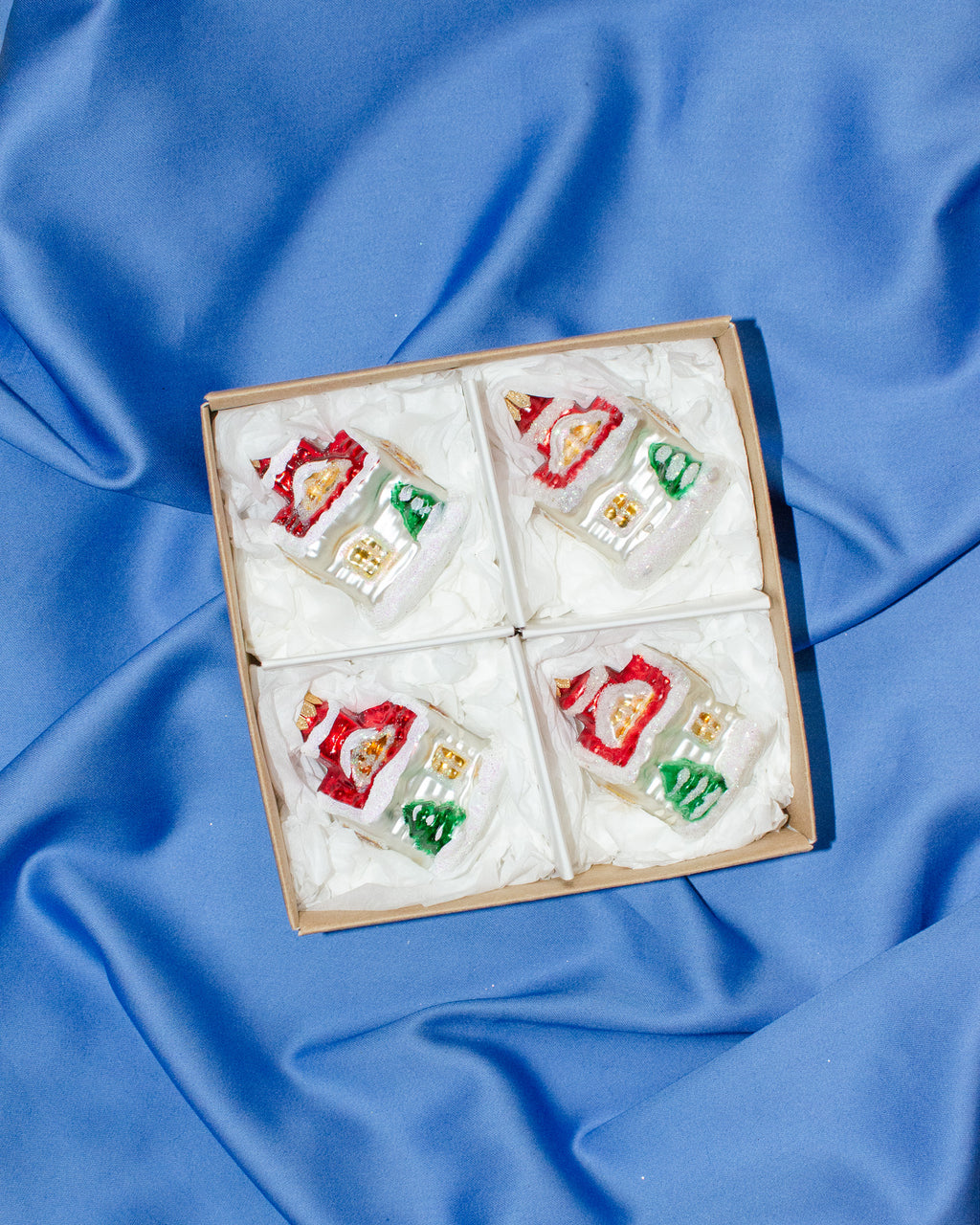 Christmas Cabin Ornament set of 4