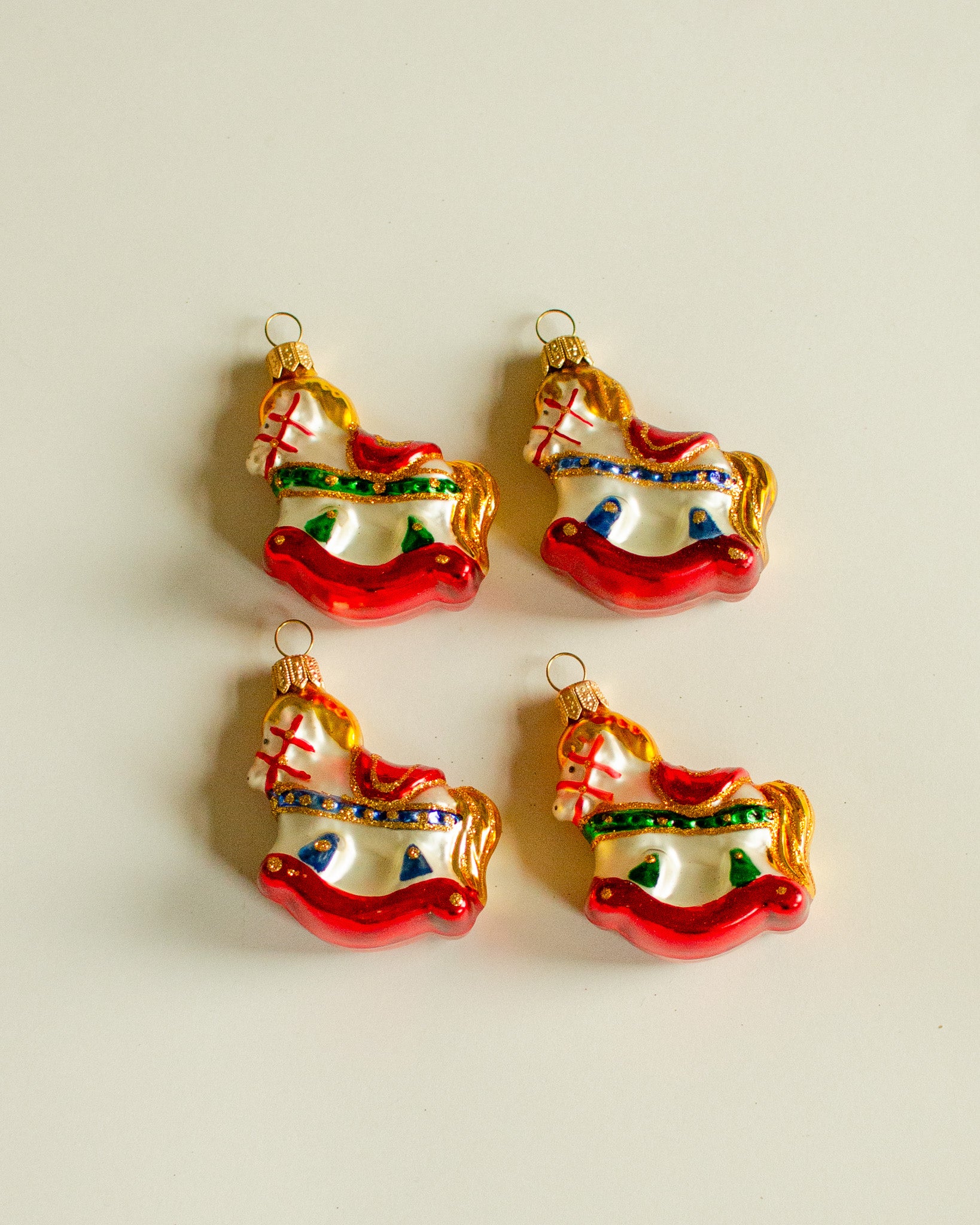 Rocking Horse Ornament set of 4