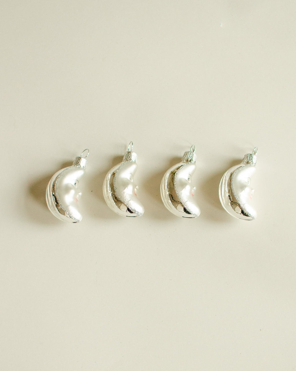 Moon Ornament set of 4 - Silver