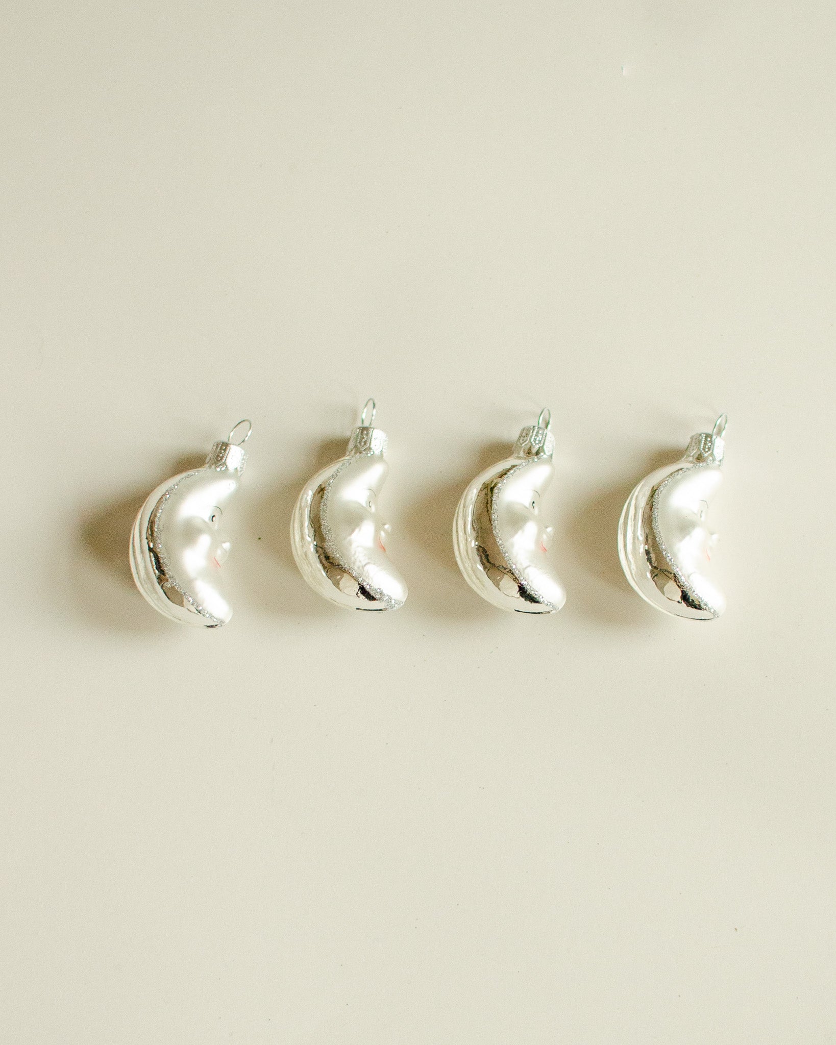 Moon Ornament set of 4 - Silver