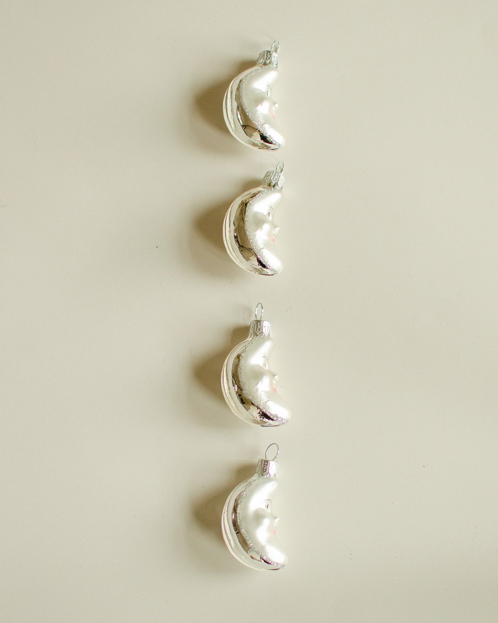 Moon Ornament set of 4 - Silver