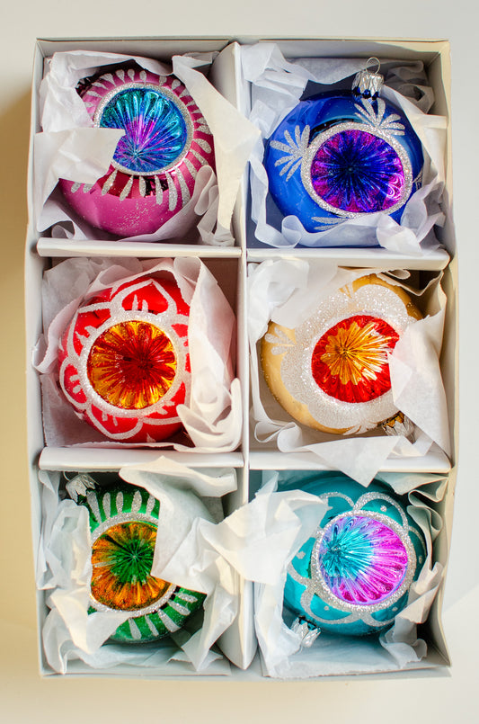 Christmas Ball Rosette Medium Set of 6