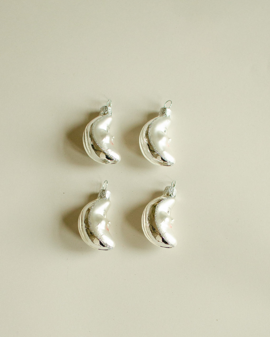 Moon Ornament set of 4 - Silver