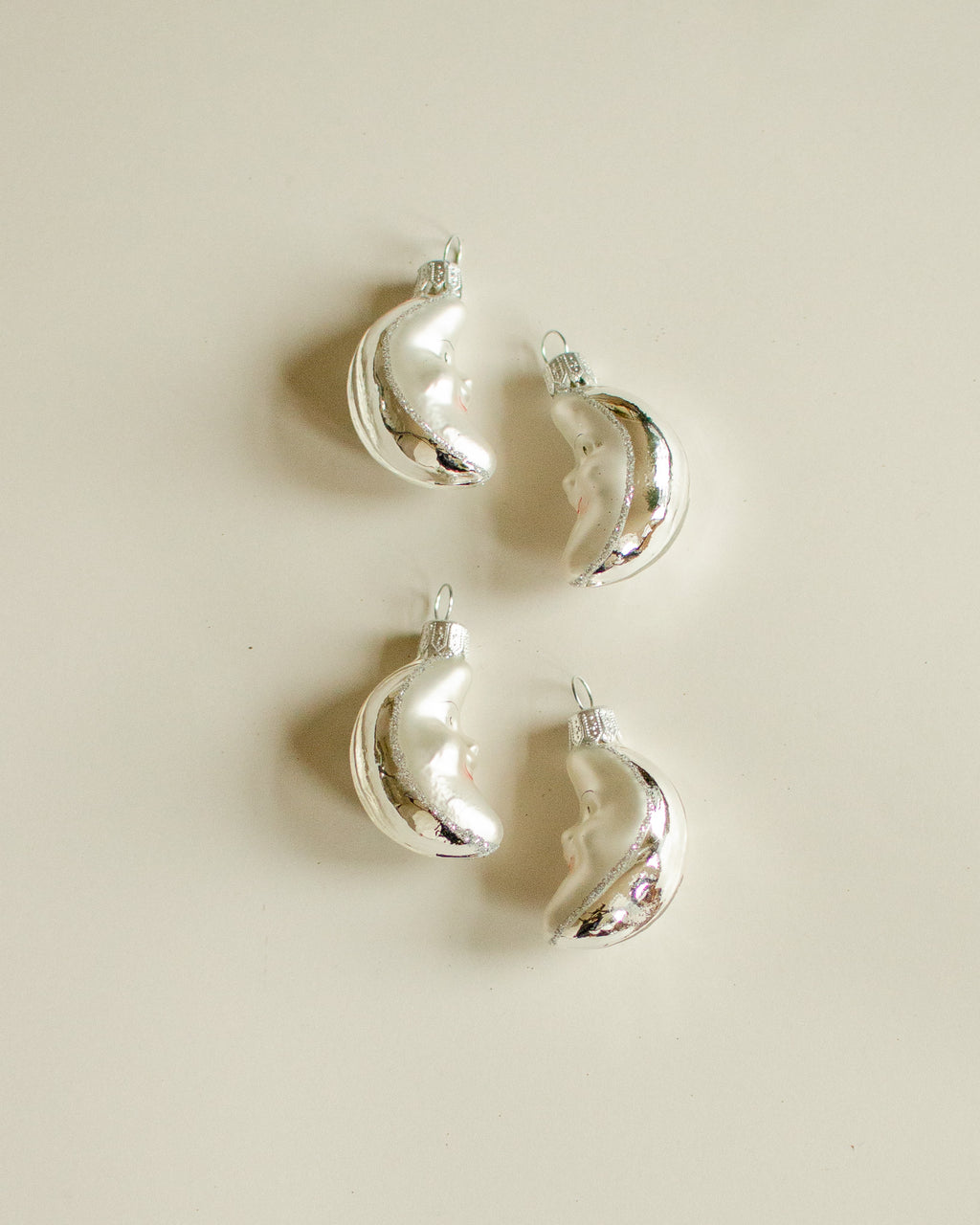 Moon Ornament set of 4 - Silver