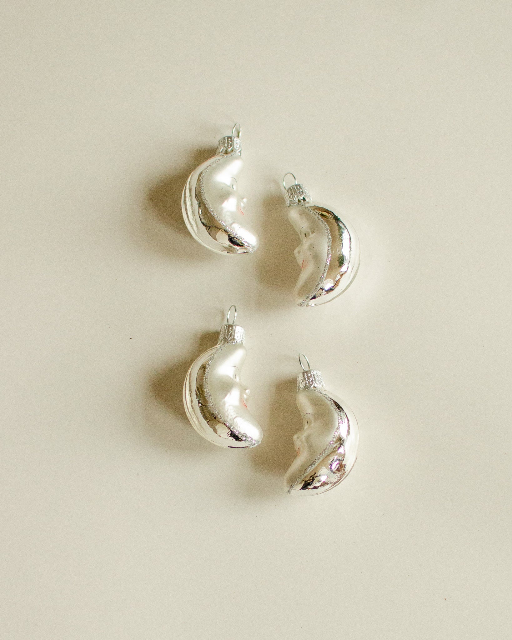 Moon Ornament set of 4 - Silver