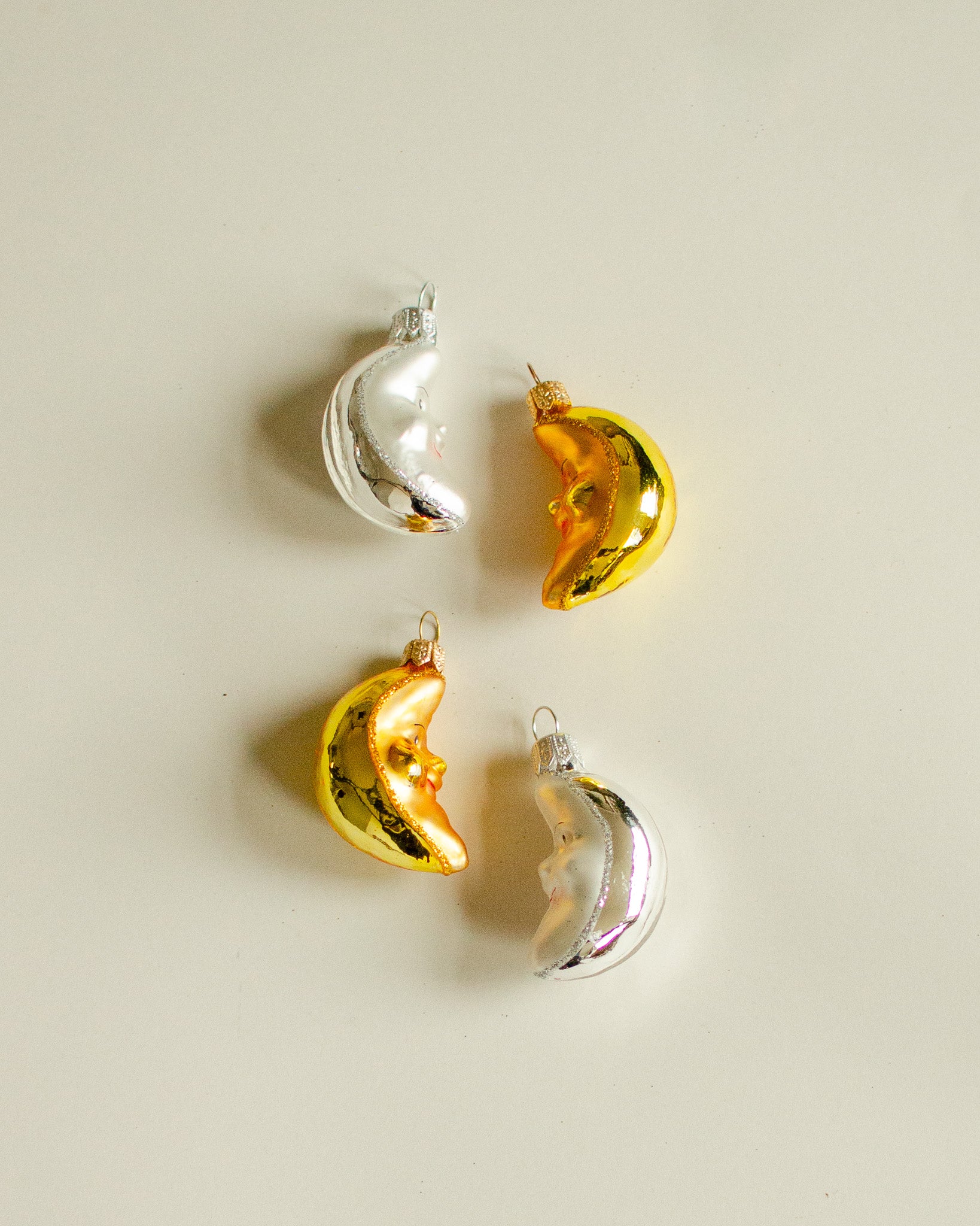 Moon Ornament set of 4 - Silver & Gold