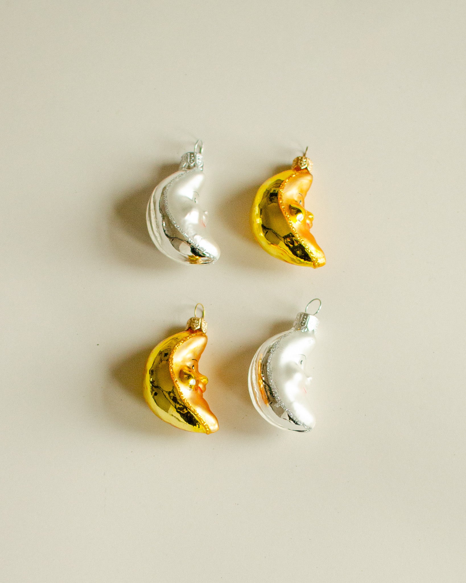 Moon Ornament set of 4 - Silver & Gold