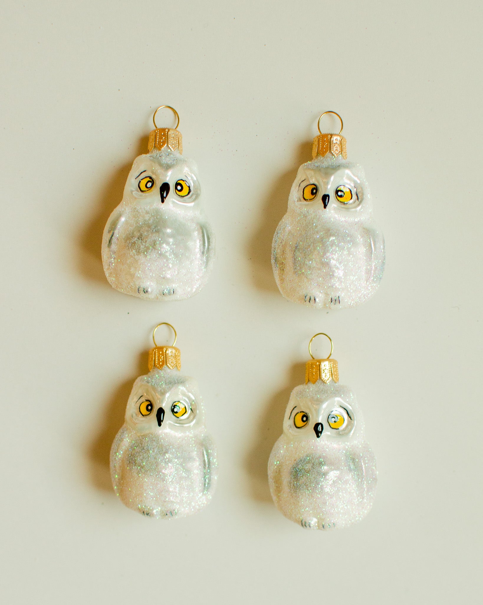 White Owl Ornament Set of 4