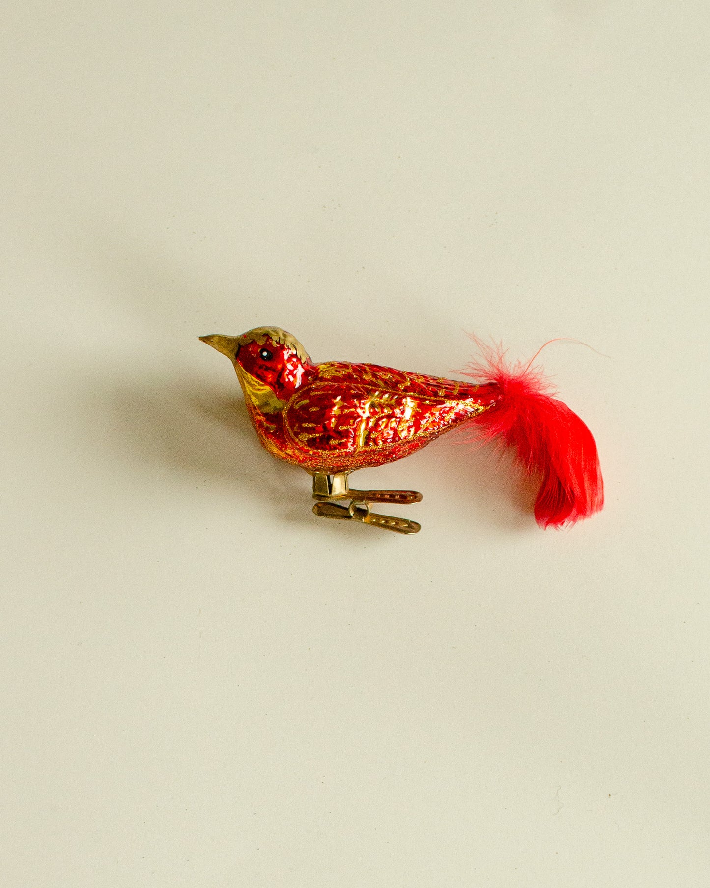 Glass Bird Ornament - red
