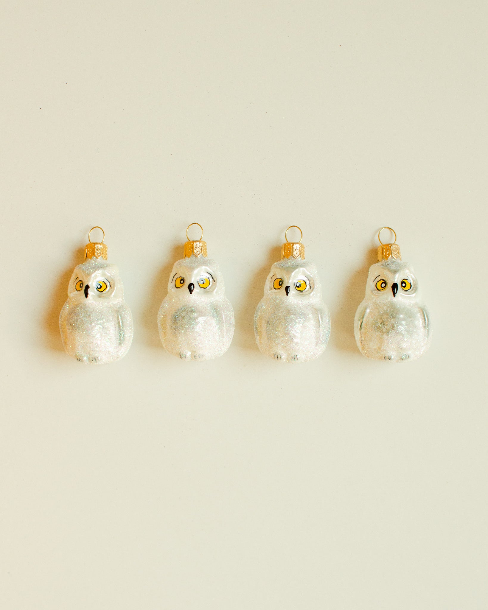White Owl Ornament Set of 4
