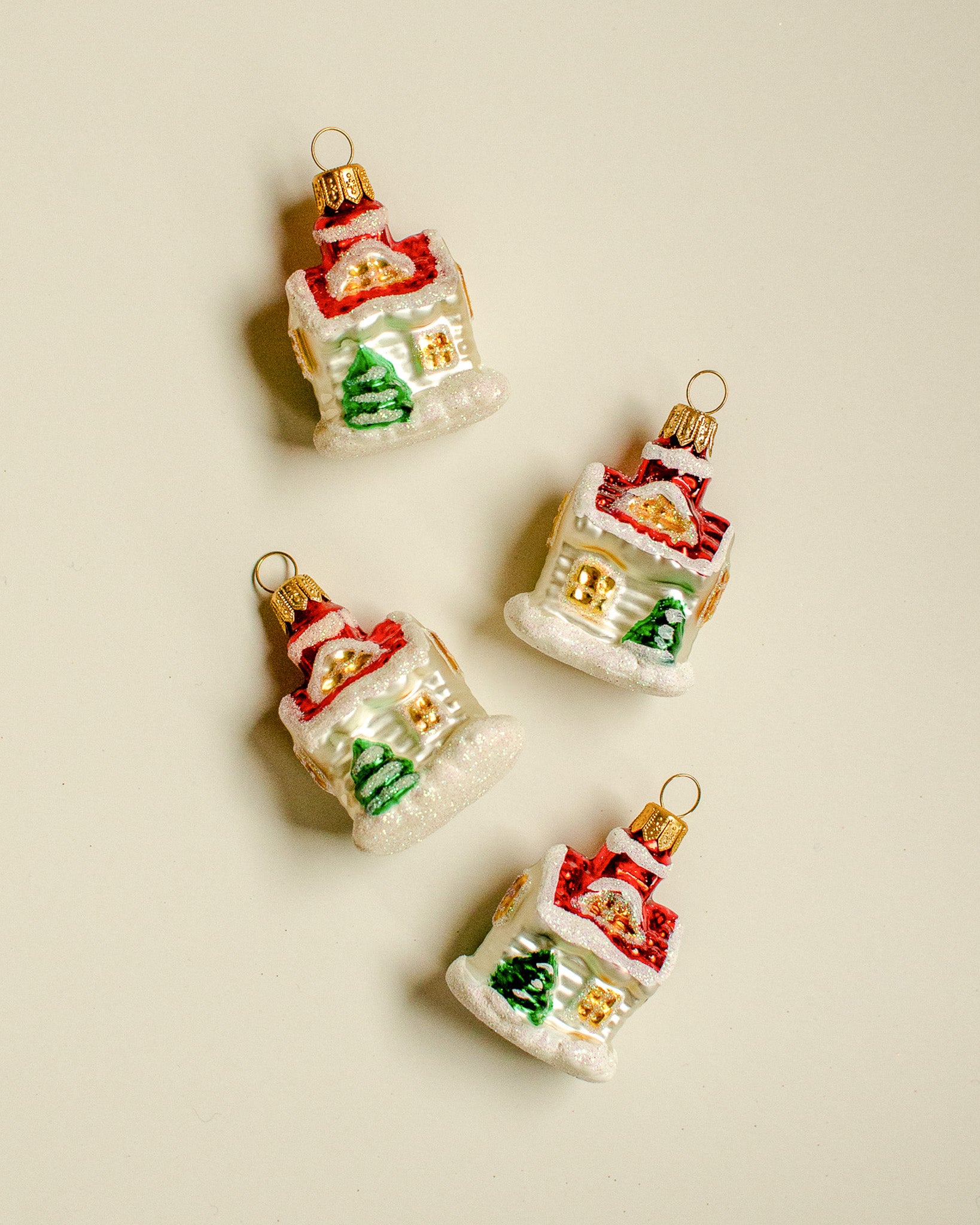 Christmas Cabin Ornament set of 4