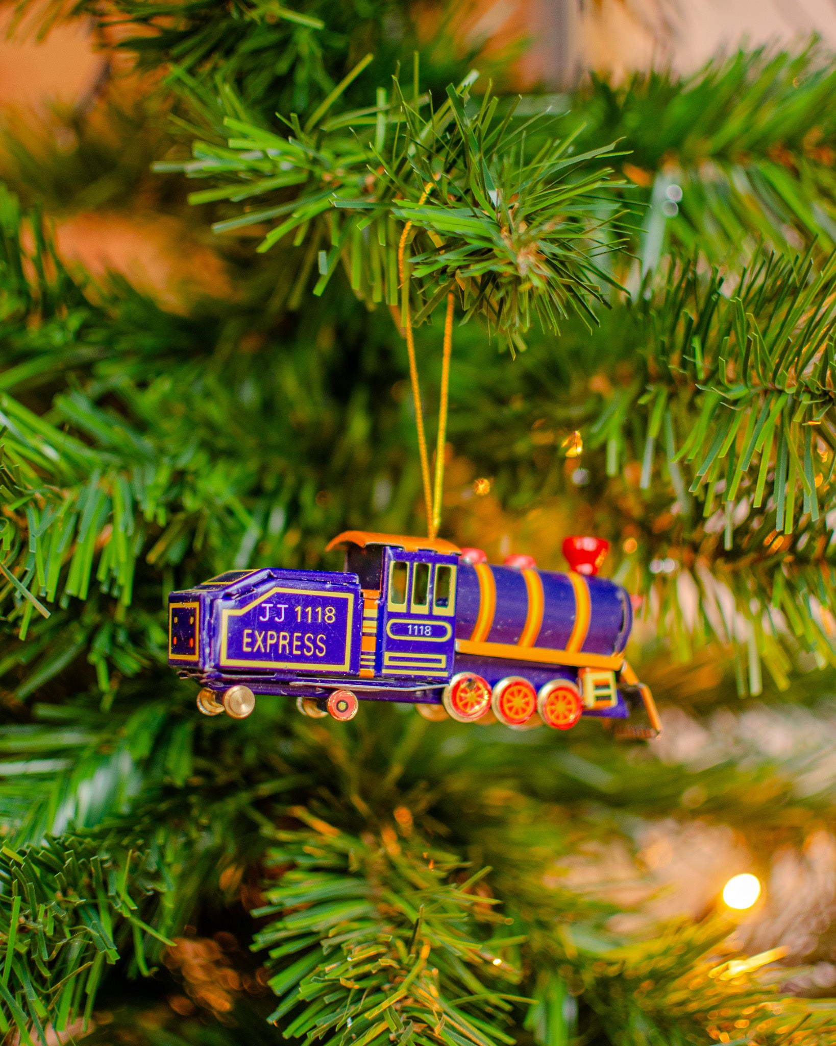 Blue Locomotive Tin Ornament
