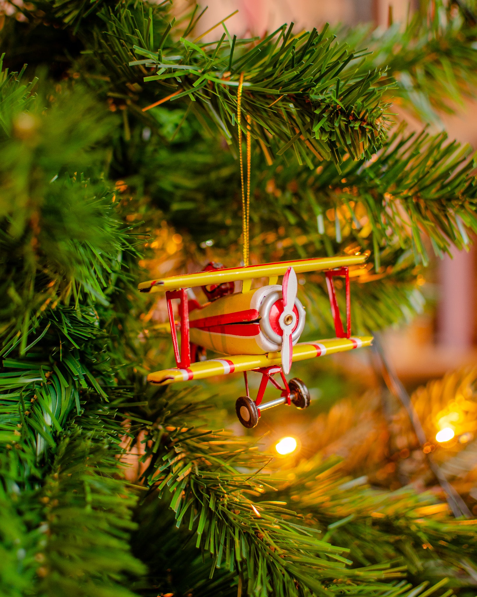 Double-decker Aircraft Tin Ornament