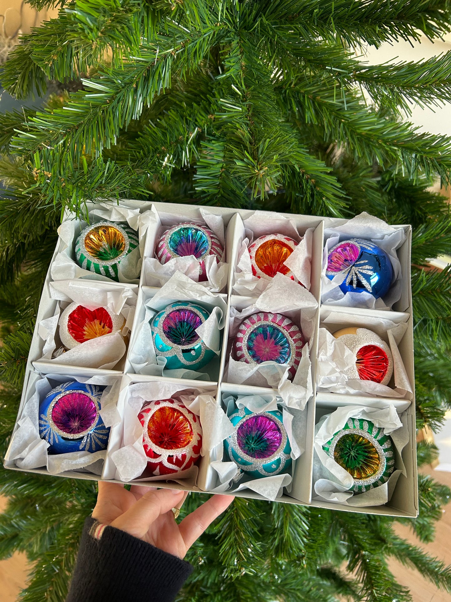 Christmas Bauble Rosette Ornament Small Set of 12