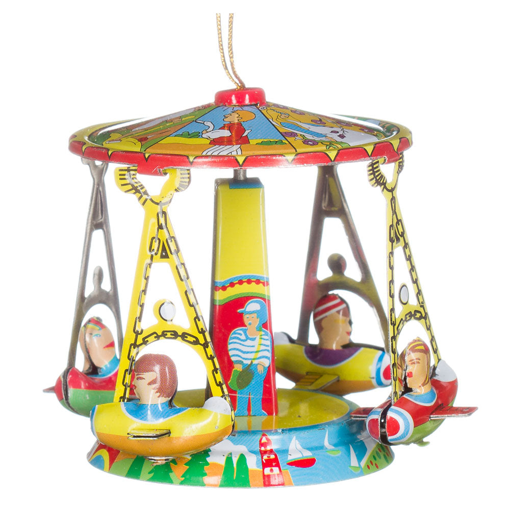 Carousel with Airplanes Tin Ornament
