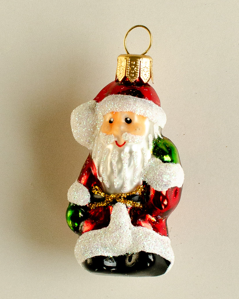Santa with Gifts Ornament Green Small