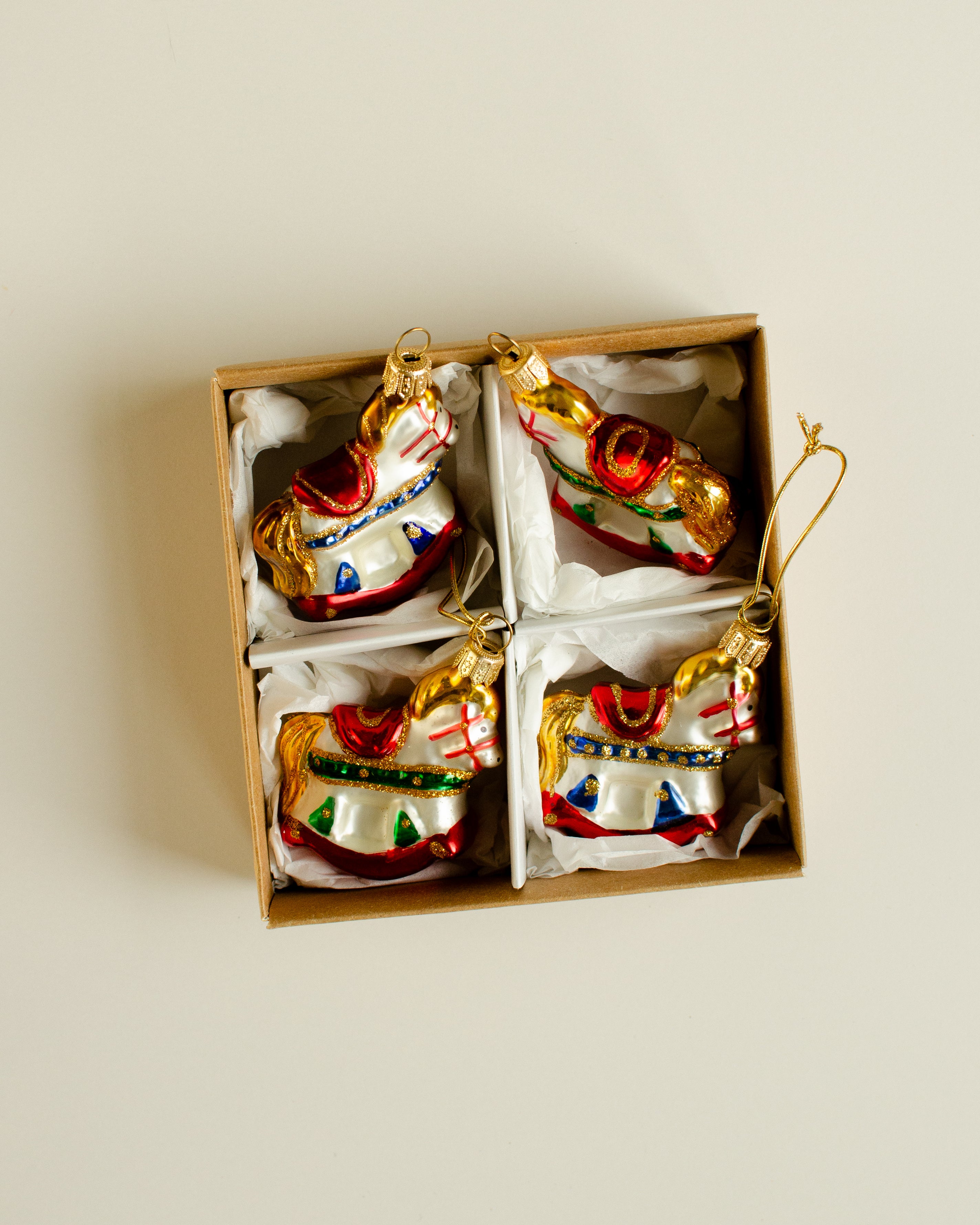 Rocking Horse Ornament set of 4