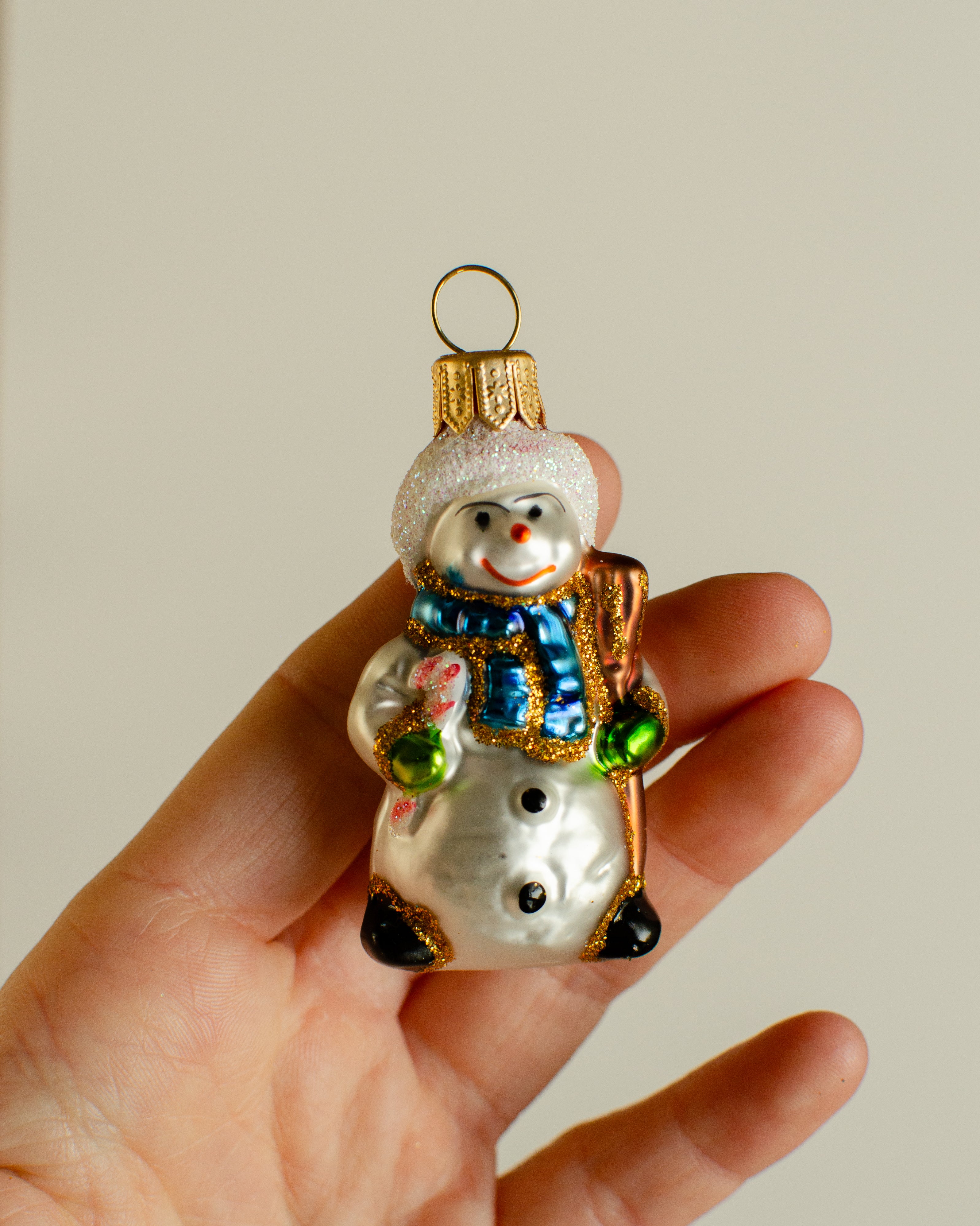 Snowman with Scarf Ornament Blue Small