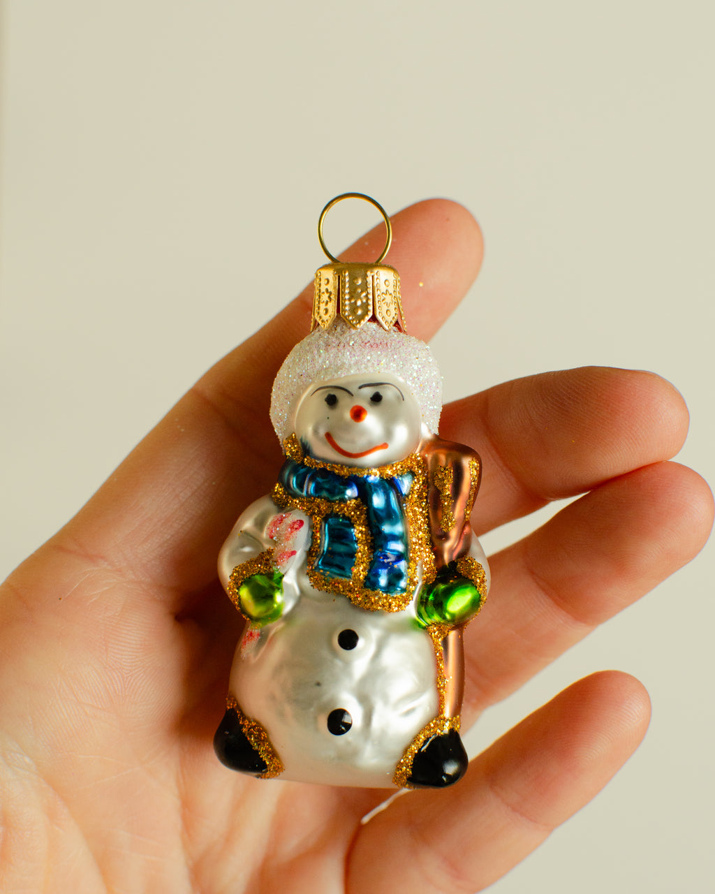 Snowman with Scarf Ornament Blue Small