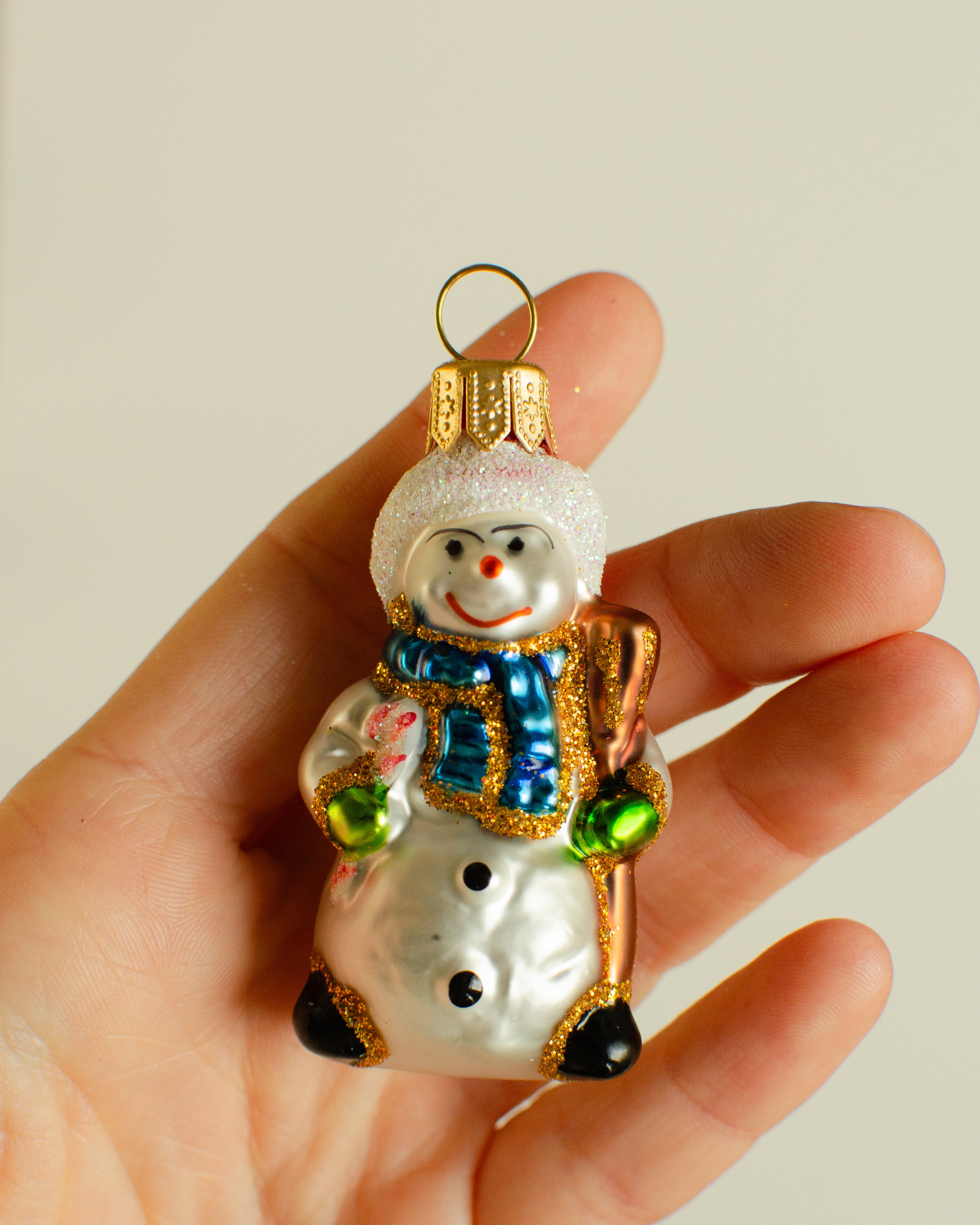 Snowman with Scarf Ornament Blue Small