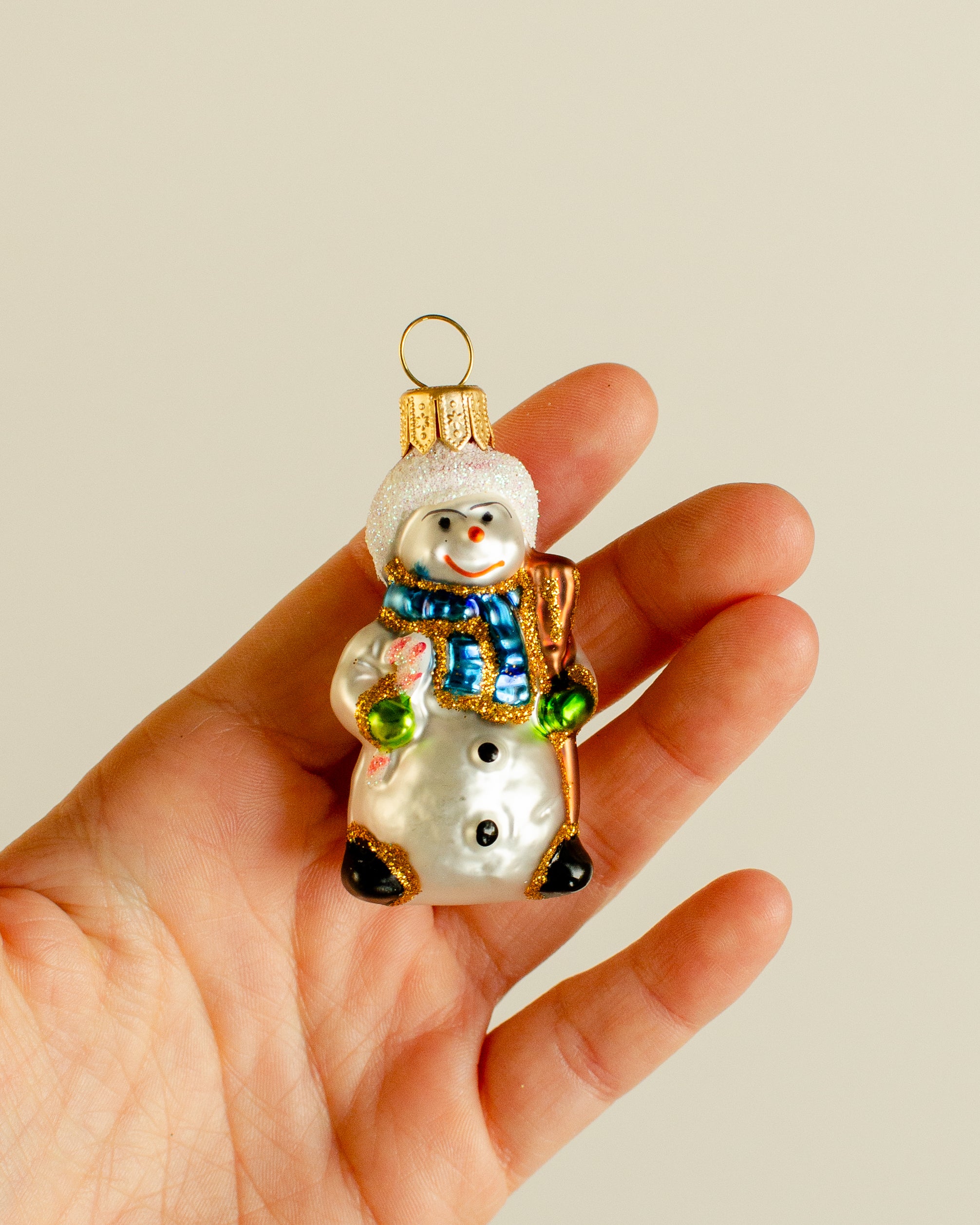 Snowman with Scarf Ornament Blue Small