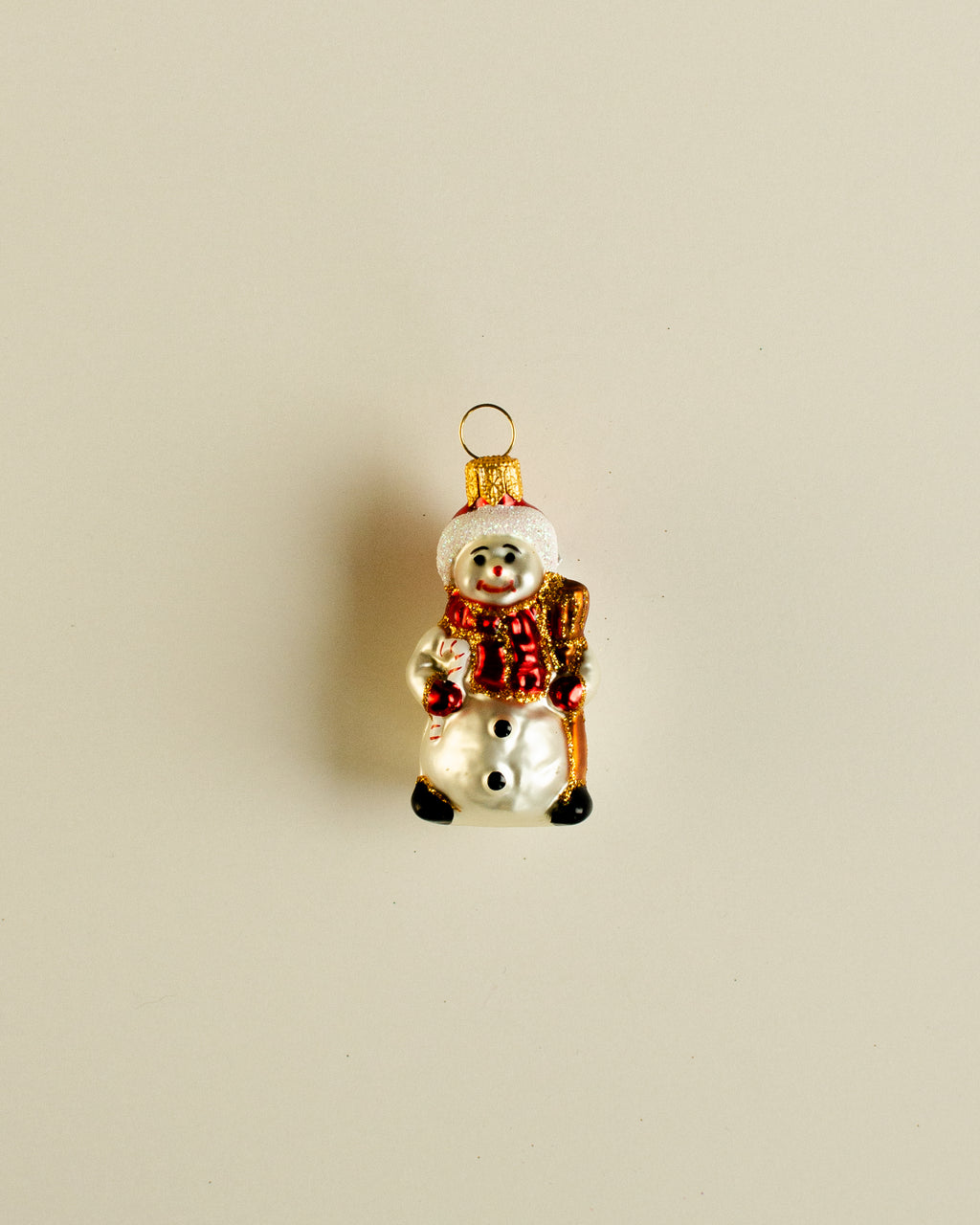 Snowman with Scarf Ornament Red Small