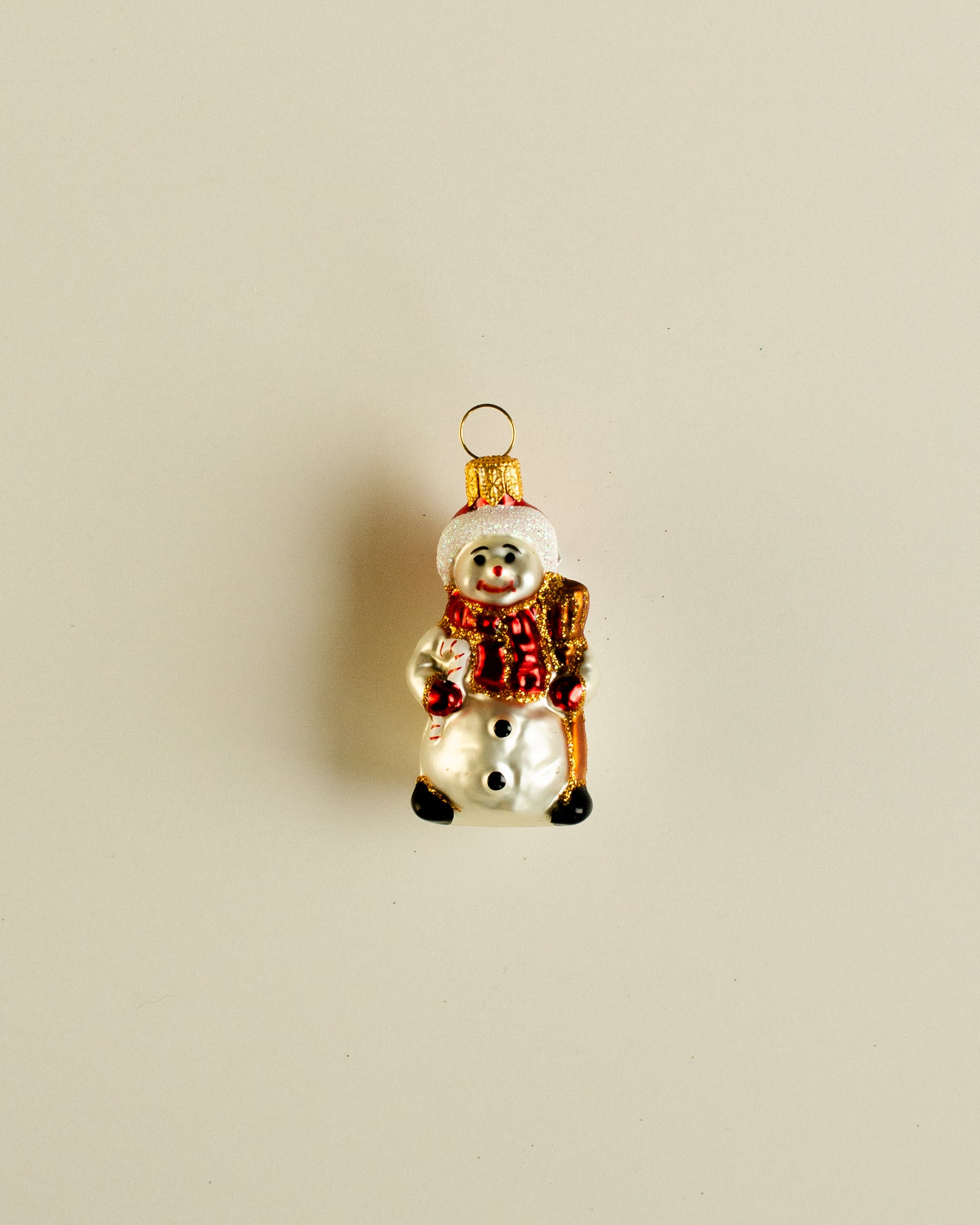 Snowman with Scarf Ornament Red Small